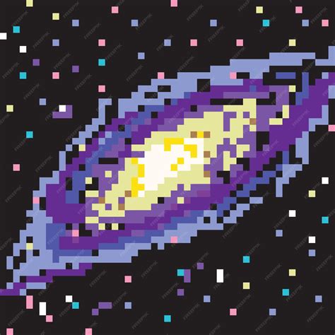 Premium Vector | Square vector illustration of a galaxy in pixel art style