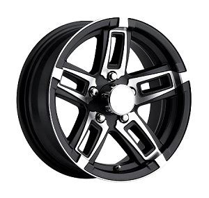 14x5.5 Linkster Black Machined Aluminum T06 Sendel Trailer Wheel 5 Lug, 1900 lb Max Load