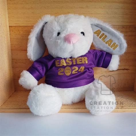 Personalised Easter Bunny - purple tee - Creation Station NZ