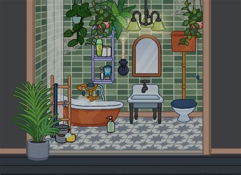 the bathroom is decorated with plants and potted plants