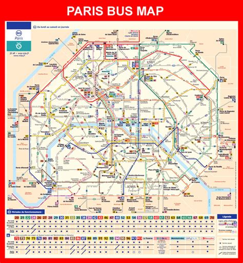 Detailed bus map of Paris city | Vidiani.com | Maps of all countries in ...