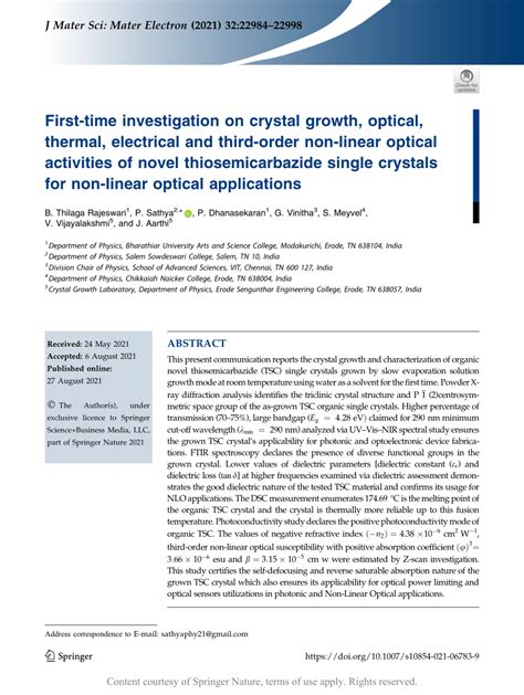 First-time investigation on crystal growth, optical, thermal, electrical and third-order non ...