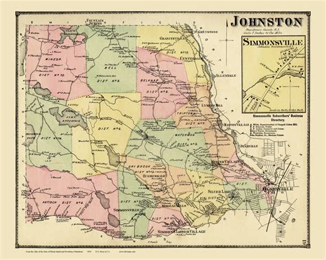 Johnston, Rhode Island 1870 - Old Town Map Reprint - OLD MAPS