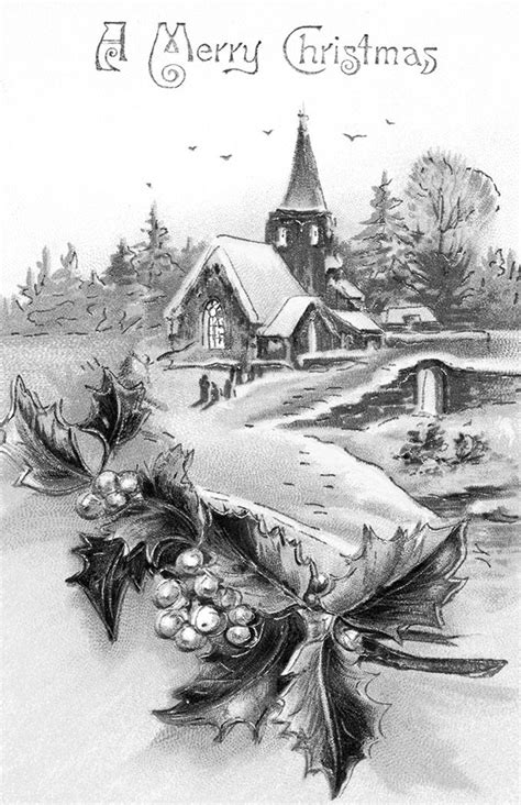 Old Design Shop - Merry Christmas Church | Christmas illustration, Christmas drawing, Christmas ...
