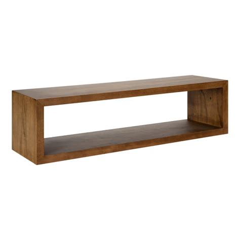 Kate and Laurel Holt Modern Floating Wood Wall Shelf, 30 x 8, Rustic Brown, Chic Rectangular ...