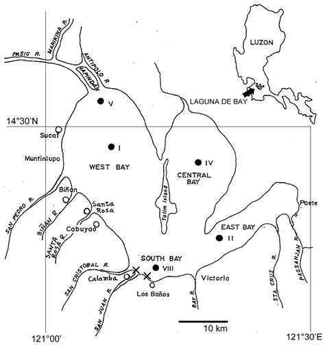 Map of Laguna de Bay. : sampling sites in 1997. : stations for water... | Download Scientific ...