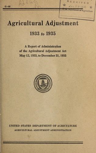 Agricultural adjustment, 1933 to 1935 (1936 edition) | Open Library