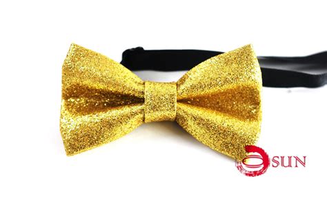 New Men PVC Gold Golden Solid Faux Shining Leather Bow Tie Bowtie ...