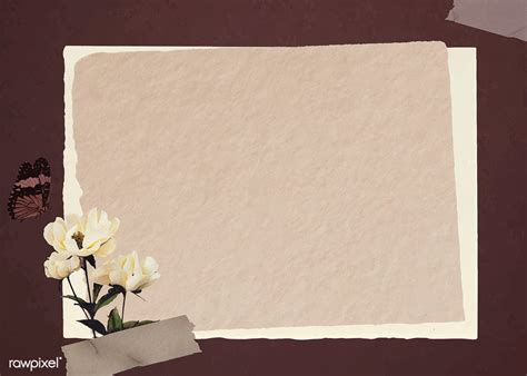 Butterfly with white peonies and brown paper background vector ...