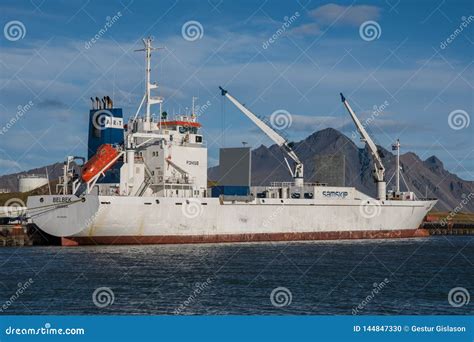 Reefer Cargo Ship in Port of Hornafjordur Editorial Image - Image of industry, reefer: 144847330