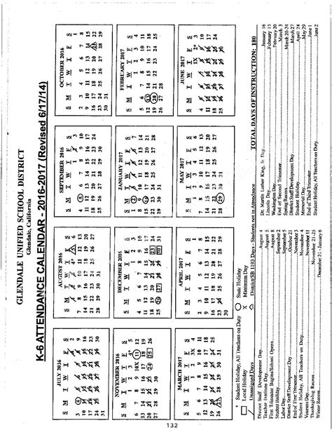 2016 - 2017 District Calendar | Glendale Unified School District – Glendale, CA