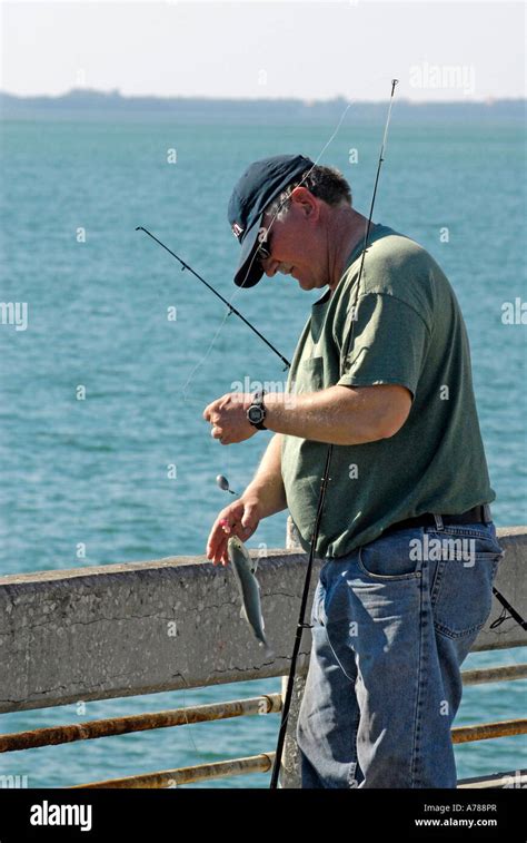 Fishing at Skyway Fishing Pier State Park at Sunshine Skyway Bridge in Florida Tampa ...