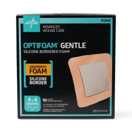 Optifoam Gentle Foam Dressing/Silicone Border 4x4 10Ct