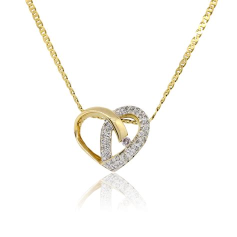 18k Yellow Gold 0.50ctw Diamond Heart Pendant Chain Necklace