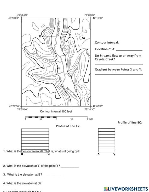 U2 Topographic Map Worksheet - Earth Science A | Topographic Maps ...