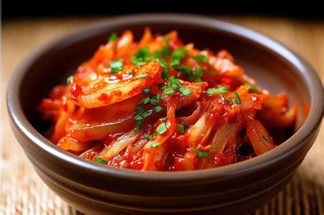 Premium AI Image | Kimchi is a traditional Korean banchan consisting ...