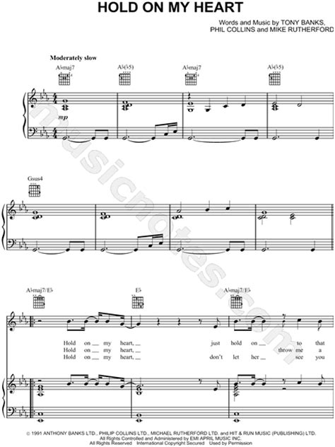 Genesis "Hold on My Heart" Sheet Music in Eb Major - Download & Print - SKU: MN0065376