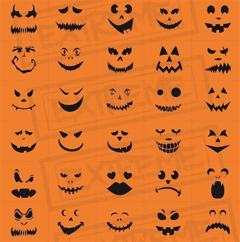 30 Halloween Pumpkin Face Stencils Pumpkin Carving Stencils | Etsy