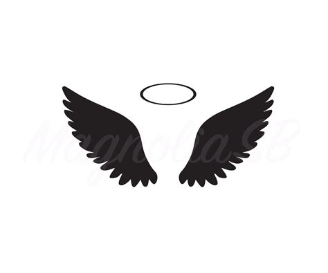 Wings With Halo SVG Wings Halo DXF Wings Clipart Cutting - Etsy UK