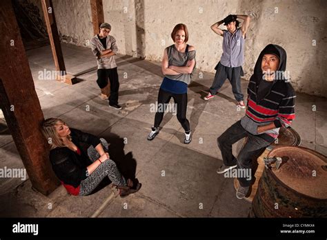 Mixed group of cool hip hop dancers Stock Photo - Alamy