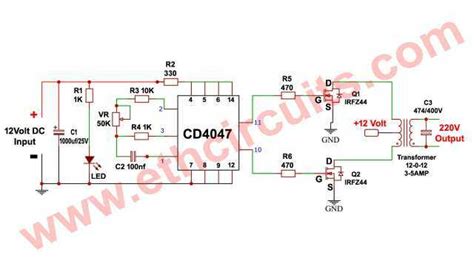 Simple Inverter Circuit Square Wave With IC CD 4047 ( 50Hz )