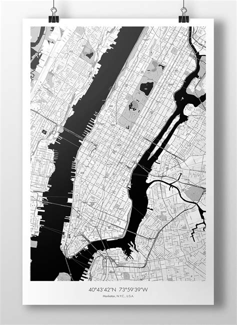 Manhattan Map Poster - B&W | The Map Crafter