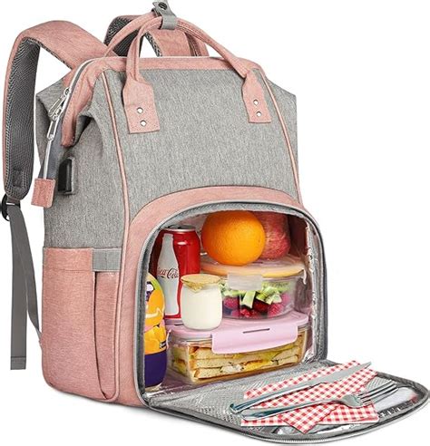 Lunch Backpack for Women, Insulated Cooler Lunch Box Laptop Backpack ...