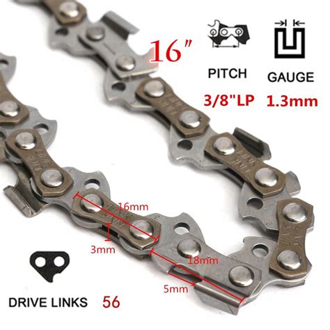 16" Chainsaw Saw Chain Blade For 3/8"LP .050 56DL Shape Blade Saw Chain for Wood cutting ...