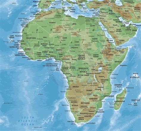 Vector Map Africa continent shaded relief | One Stop Map