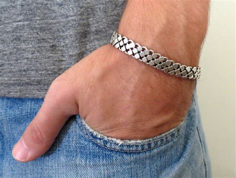 Men Silver Bracelet - Men Chain Bracelet - Men ... - Artmosfair