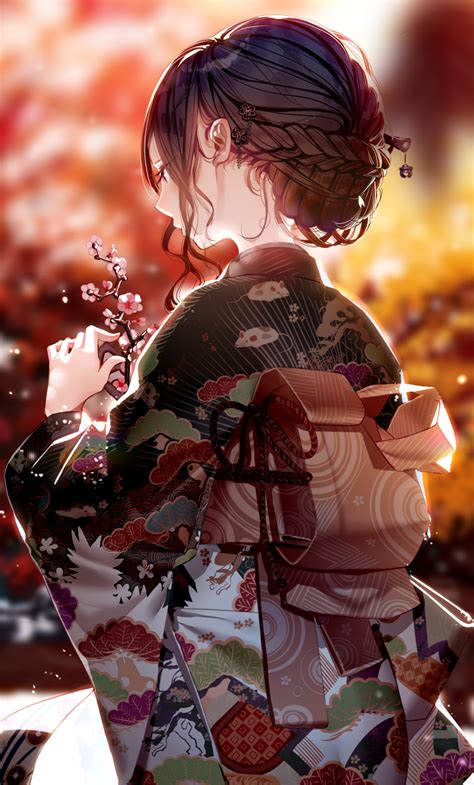 1280x2120 Kimono Dress Anime Girl 4k iPhone 6+ ,HD 4k Wallpapers,Images,Backgrounds,Photos and ...