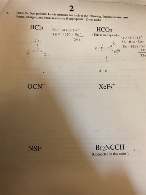 Solved 2 2. Draw the best possible Lewis structure for each | Chegg.com