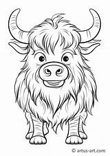 Cute Yak Coloring Page » Free Download Artus Art sketch template