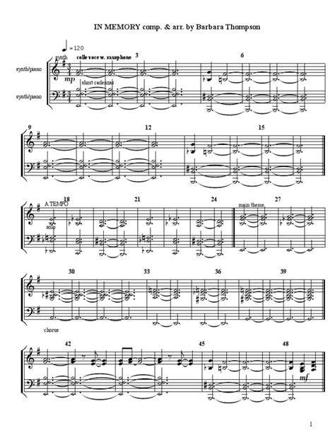 In Memory by Barbara Thompson, Piano Sheet Music | PDF | Musical ...