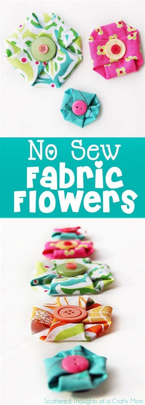 Super simple, No-sew Fabric Flowers (make this in less than a minute) #nosew #fabricflower ...