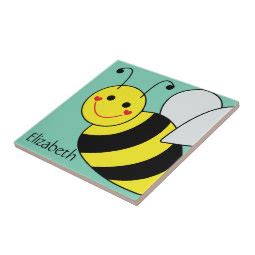 Cute Bumble Bee Personalized Ceramic Tile | Zazzle