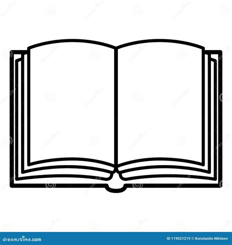 Vector Single Black Outline Icon - Open Blank Book Stock Vector - Illustration of bookstore ...