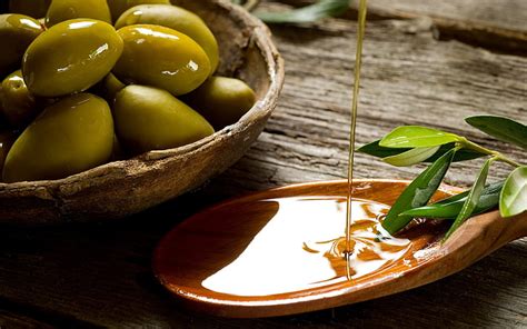 HD wallpaper: olive oils, olives, honey, food, freshness, wood ...