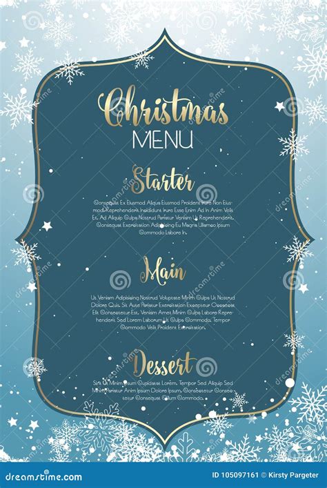 Christmas Menu Design with Snowflakes Stock Vector - Illustration of holiday, merry: 105097161