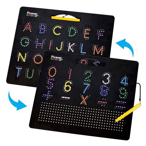 PicassoTiles Large 12"x10" Magnetic Drawing Board Letters and Numbers PTB02-BLK, Black - Walmart.com