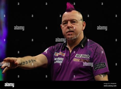 Peter Wright reacts during the 2023 Cazoo PDC Premier League Darts ...