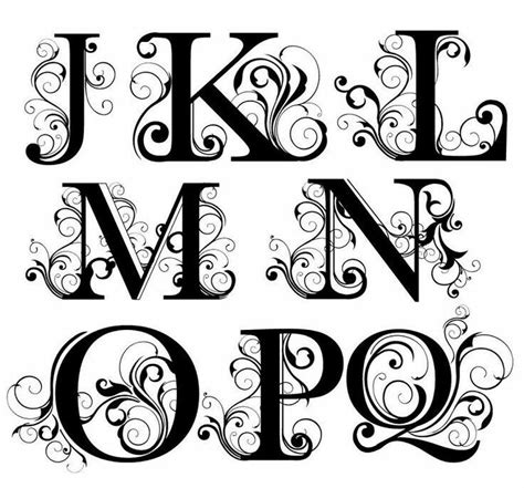 Abecedario letras J. K. L. Me. N. O. P. Q. | Lettering alphabet, Printable initials, Fancy letters