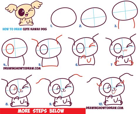 How to Draw Cute Kawaii / Chibi Puppy Dogs with Easy Step by Step ...