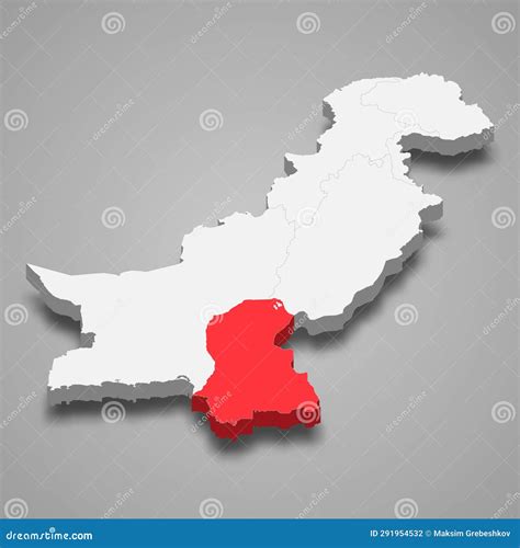 Sindh State Location within Pakistan 3d Imap Stock Vector ...