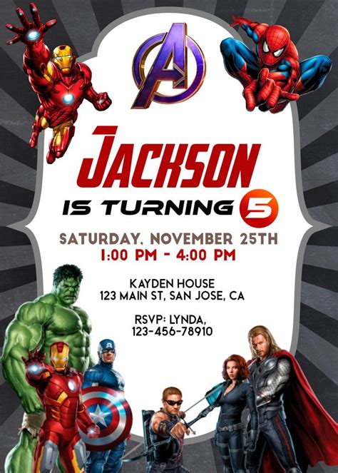 Avengers Birthday Invitation, Superhero Birthday Invitation, Editable ...