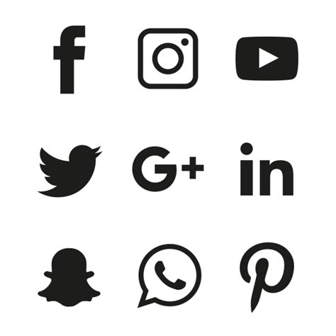 Social Media Black Icons Set, Social, Media, Icon PNG and Vector with ...