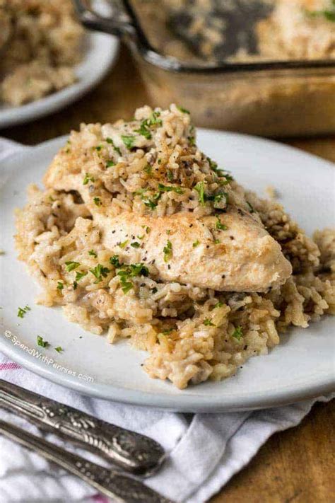 4 Ingredient Chicken Rice Casserole - Spend With Pennies