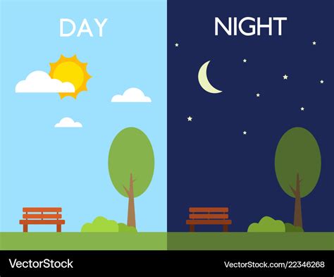 Day and night concept sun and moon tree Royalty Free Vector