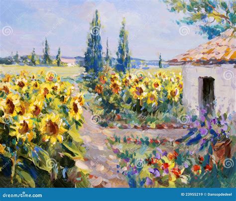 Summer landscape painting stock image. Image of landscape - 23955219