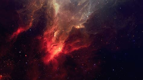 space, Stars, TylerCreatesWorlds, Nebula, Space Art, Red, Digital Art, Artwork Wallpapers HD ...